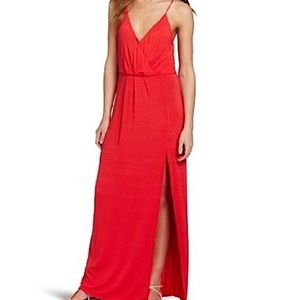 BCBGeneration High Slit Maxi Dress (Bright Coral)